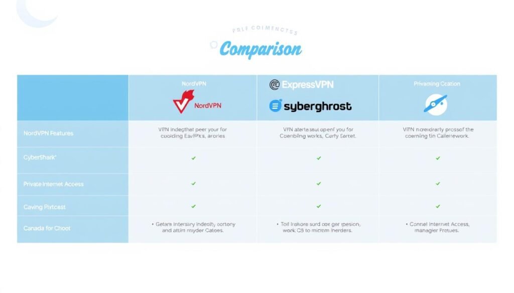 Comparison of top 5 VPN services for Canada showing logos and key features Comparison of top 5 VPN services for Canada showing logos and key features
