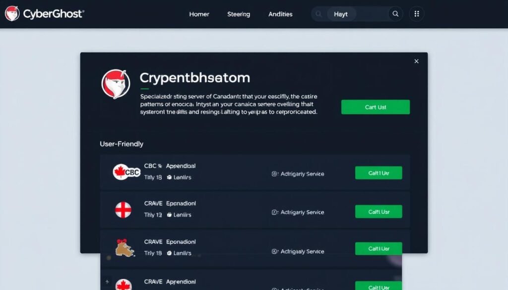 CyberGhost VPN app showing specialized streaming servers for Canada CyberGhost VPN app showing specialized streaming servers for Canada