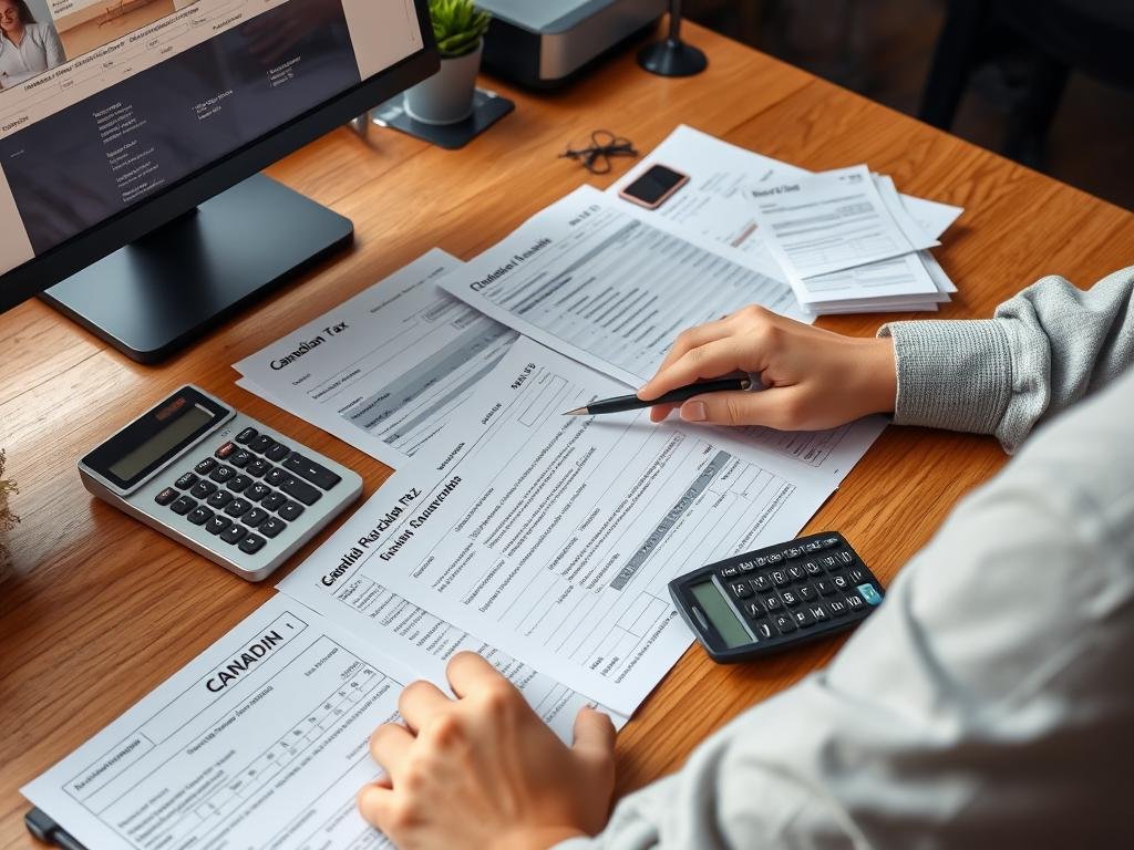 Person reviewing tax documents for their Canadian side hustle