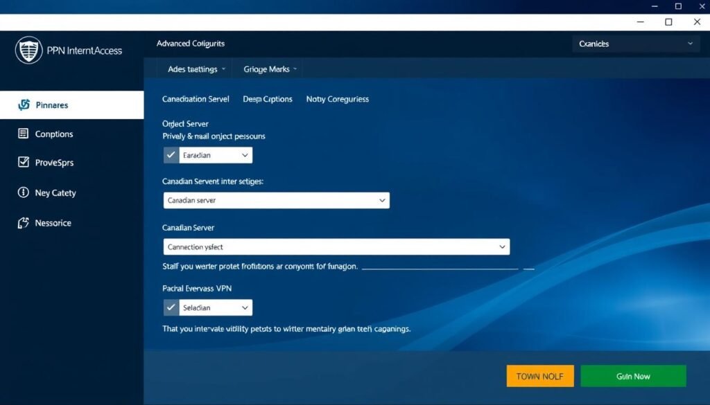 Private Internet Access app showing advanced configuration options Private Internet Access app showing advanced configuration options